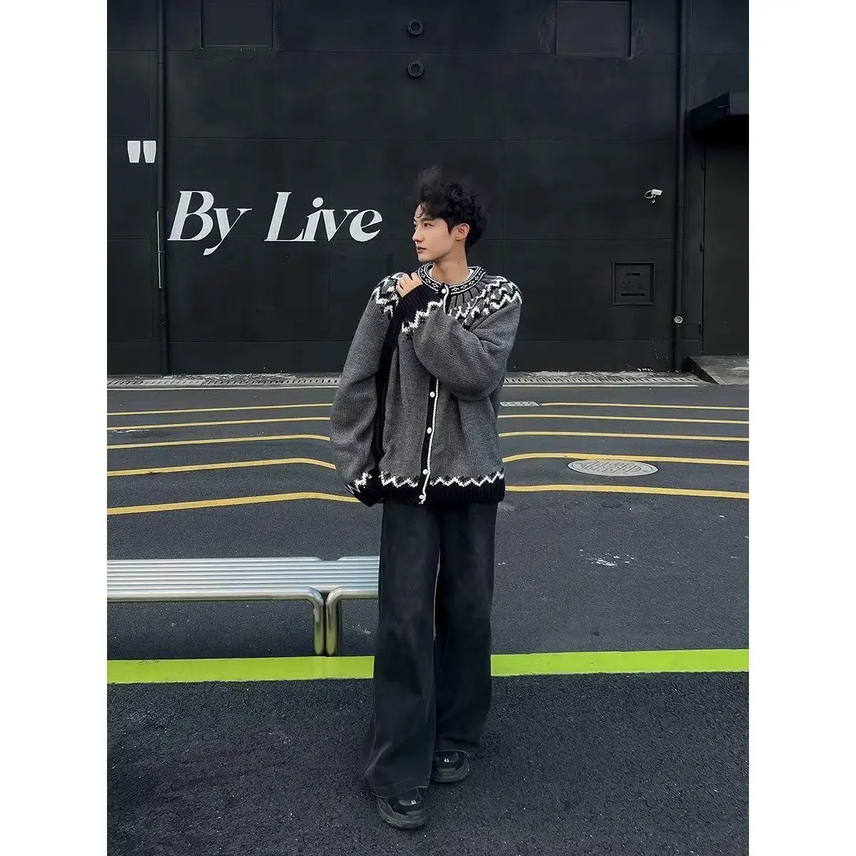 

Американский вязаный свитер с V-Ne, кардиган, мужской цветной повседневный свободный крой, зимняя верхняя одежда, мягкое полиэфирное волокно