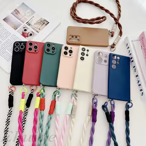 Lanyard Case for Samsung Galaxy S25 Edge S24 Ultra S21 S22 S20 S23 FE A56 A16 A55 Shockproof Crossbody Strap Soft Silicone Cover