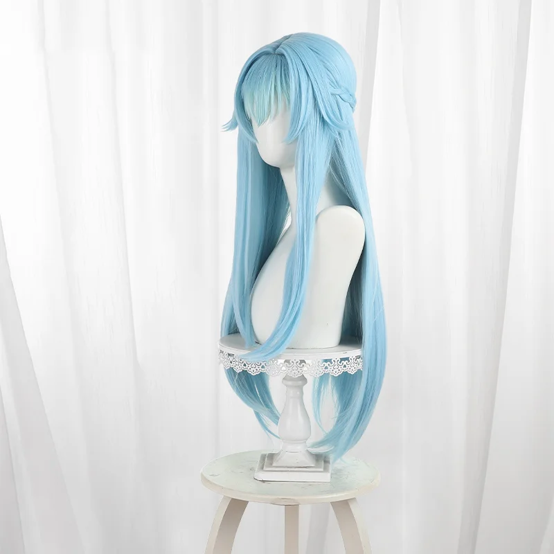 Peluca de Cosplay de Anime Dina, pelo largo trenzado azul claro para fiesta de Comicon, mujeres y hombres adultos