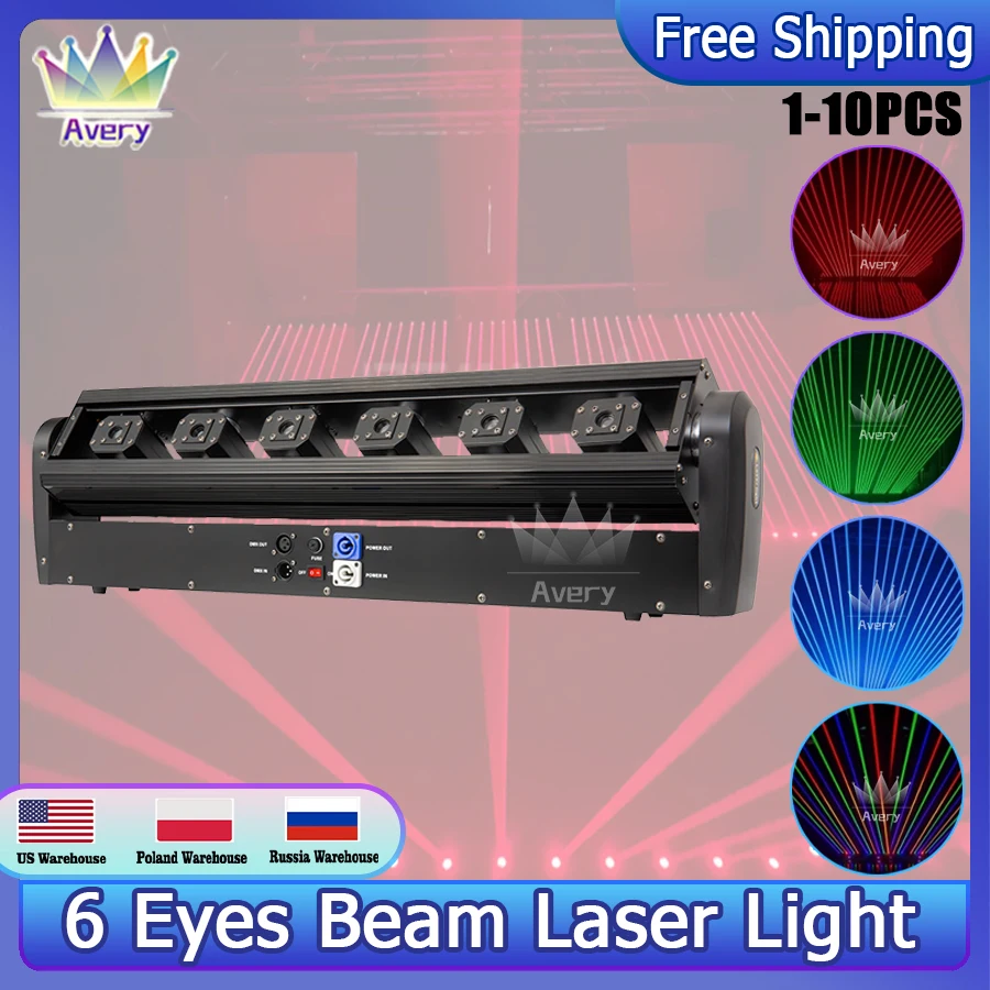 Projecteur laser DJ 6x500mw, 0 taxe 1-10, barre lumineuse RGB, 6 yeux, faisceau laser, contrôle DMX, lumières principales mobiles, scène de fête de mariage