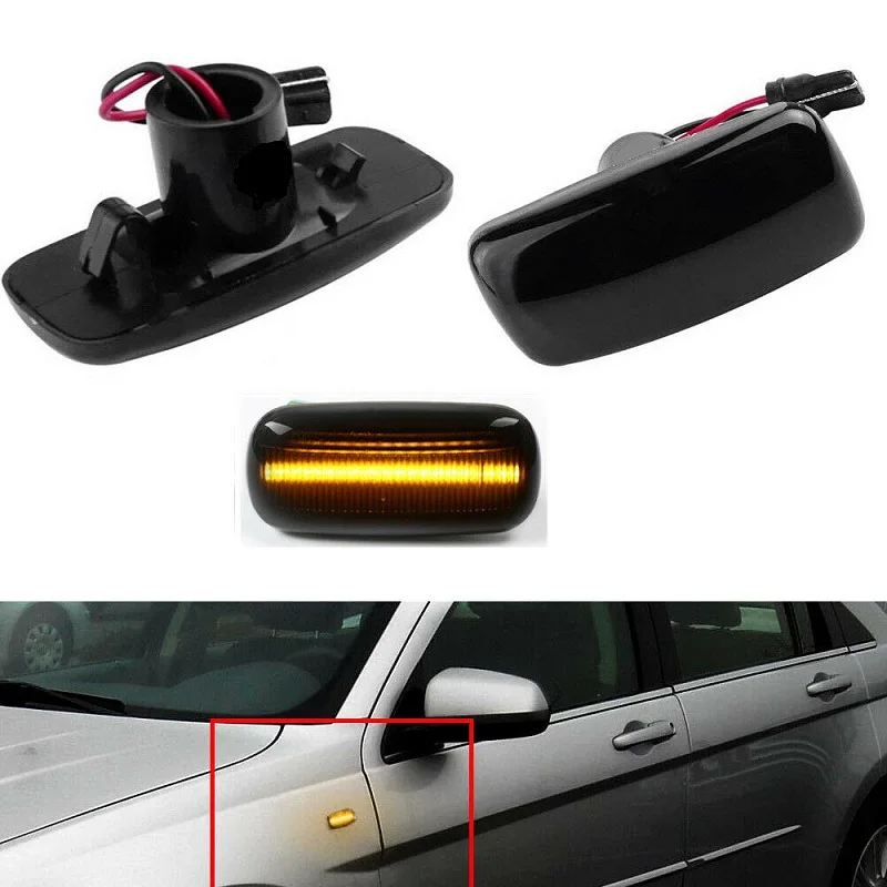 2Pcs Smoked Dynamic LED Side Marker Turn Signal Lights For Jeep Patriot Compass Liberty Grand Cherokee Car Accessorier