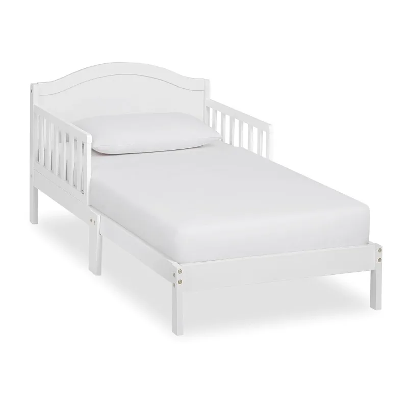 Sydney Toddler Bed in White, Greenguard Gold Certified, JPMA Certified, Low To Floor Design, Non-Toxic Finish, Safety Rails,