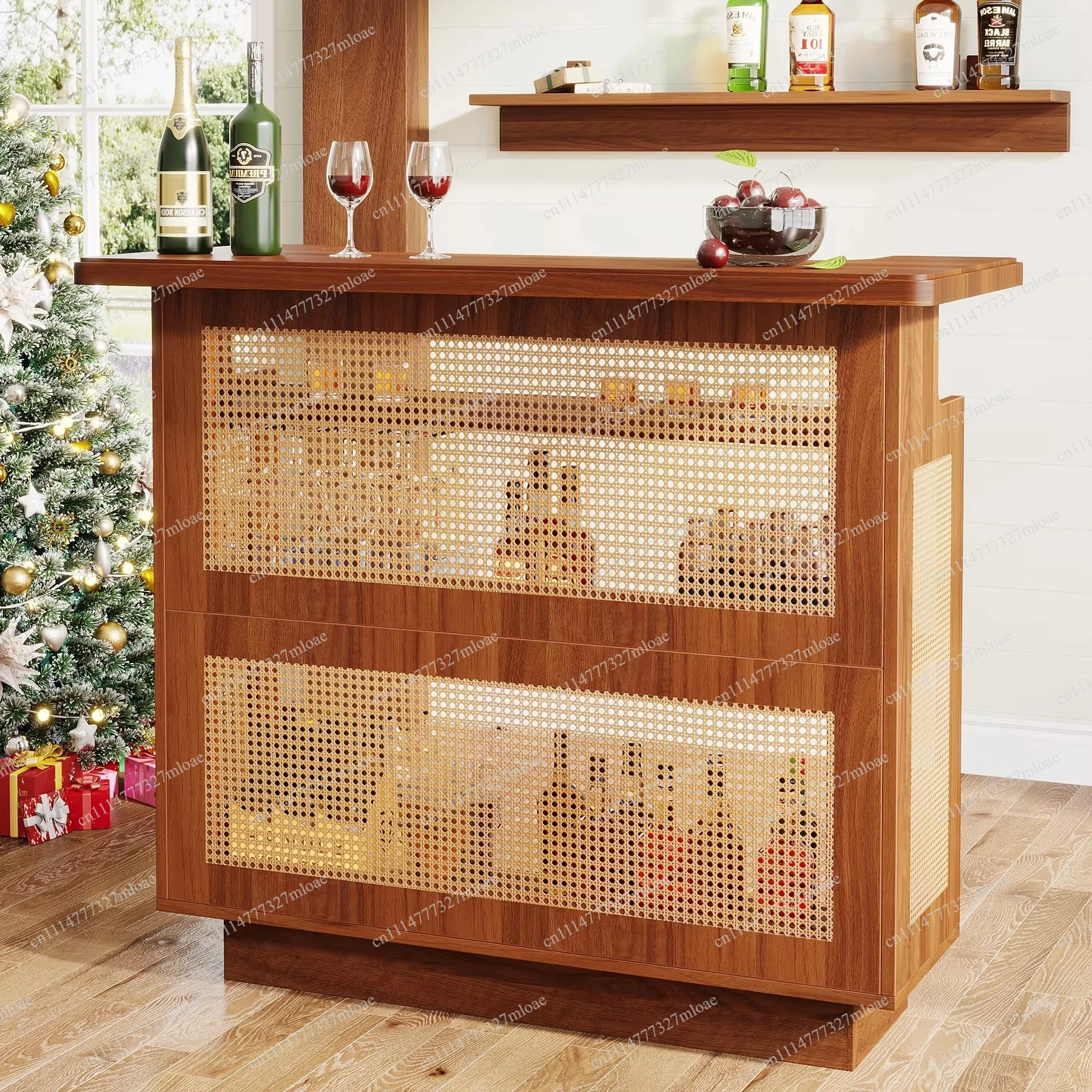 Modern Home Bar Unit 4 Floor Wine Cabinet Mini Bar Wine Rack Glass Rack MDF Iron Structure Suitable for Home Kitchen Bar