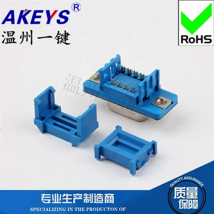 2 rzędy 9 bez spawania DB9 niebieska taśma Tab złącze żeńskie złącze kabla ciśnieniowego Port szeregowy gniazdo otworkowe złącze żeńskie