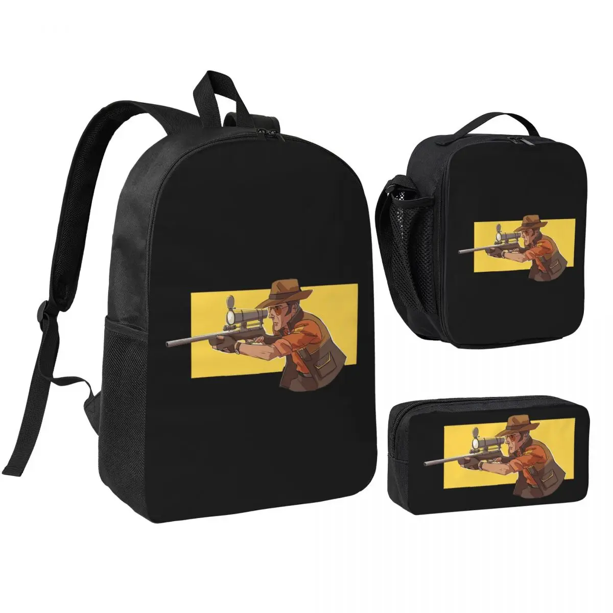 Professional Team Fortress Backpack Student BookBag School Bag Shoulder Bags 3ps Insulated Lunch Bag Pencil Case