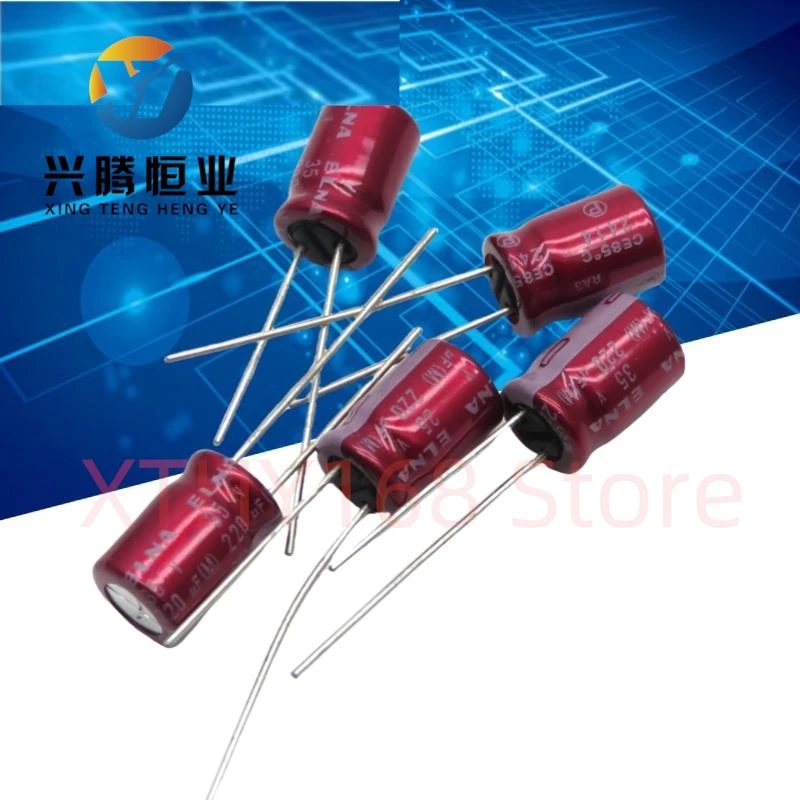 5PCS 220UF 35V Audio Capacitor 35V 220UF 8X12 RA3 Purple Red Robe