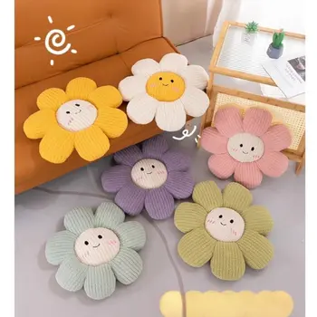 Korejské květinové dekorační polštáře, polštářky, slunce s úsměvem na tváři, pohovka, auto, opěradlo, dekorativní krásná podlahová rohož, kancelářská židle 8 nejlepší prodej Korejský podlahový polštář - №4