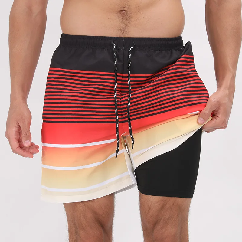 Summer's New Loose Men's Casual Beach Sports Shorts, Fully Printed Double-Layer Anti-Light Outdoor Sports Trendy Brand Shorts image 6