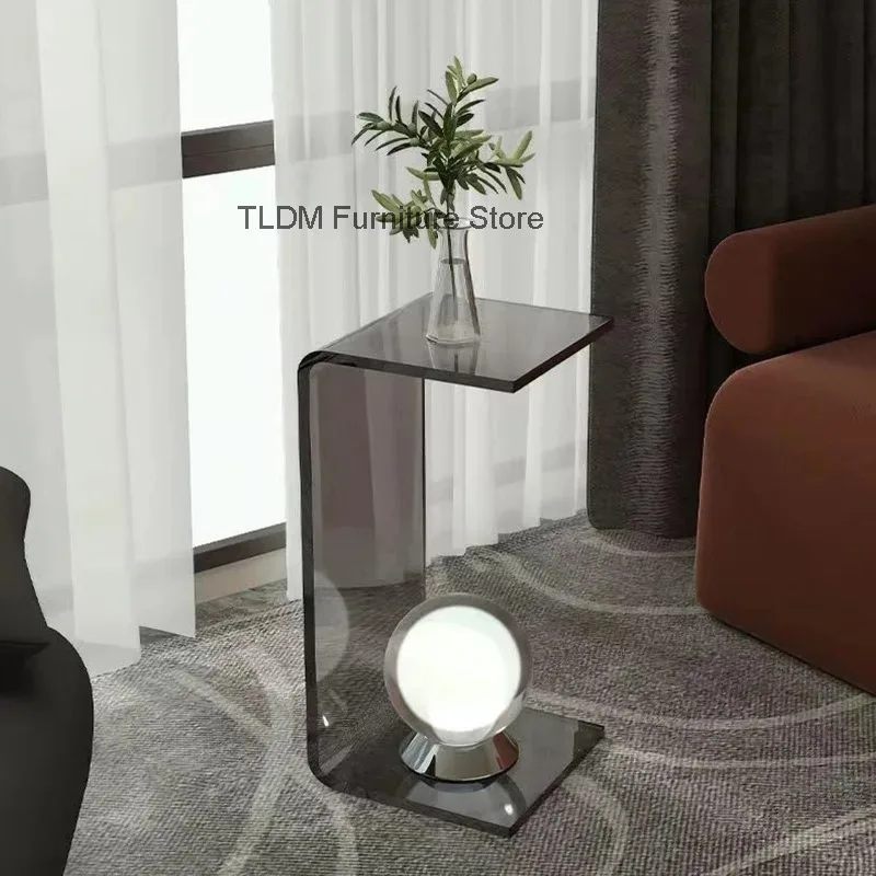 Clear Acrylic Coffee Table 12mm Thick Lucite Rectangle End Table Modern Transparent Side Table for Living Room No Assembly