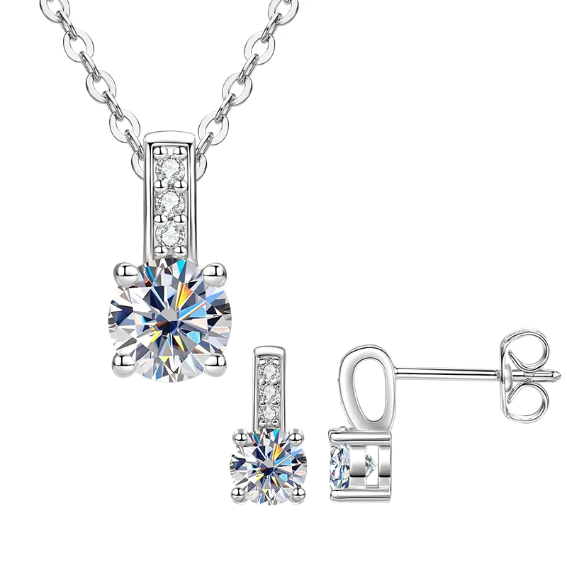 

RAPRGOLD GRA Certified Moissanite Classic Pendant Necklaces Piercing Stud Earrings for Women 14K Gold Filled Jewelry Set Gifts