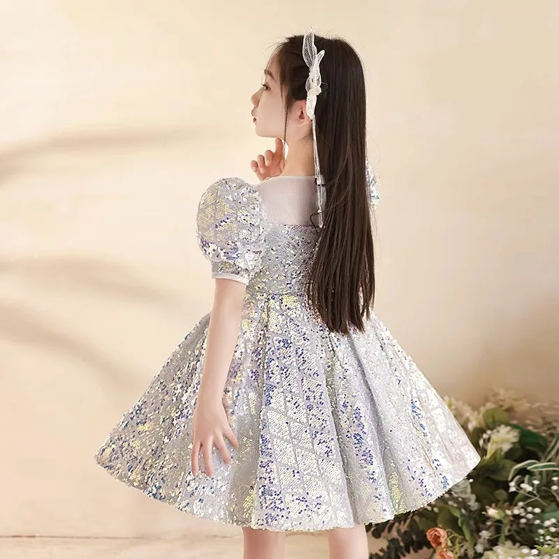 2024 Luxury Birthday Dress for Girls Kids Princess Sequined Ball Gown for Formal Occasions Children Prom Dresses Teens Partywear