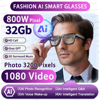 2025 Fashion Men Women AI SmartGlasses 8MP HD Camera Video Recording AI Translator Bluetooth Call 3D Surround Music Sunglasses