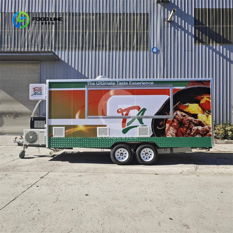 

Used Food Truck Luxury Outdoor Mobile Food Trucks Bakery Commercial Catering Square Food Trailer for Ice Cream Coffee Shop