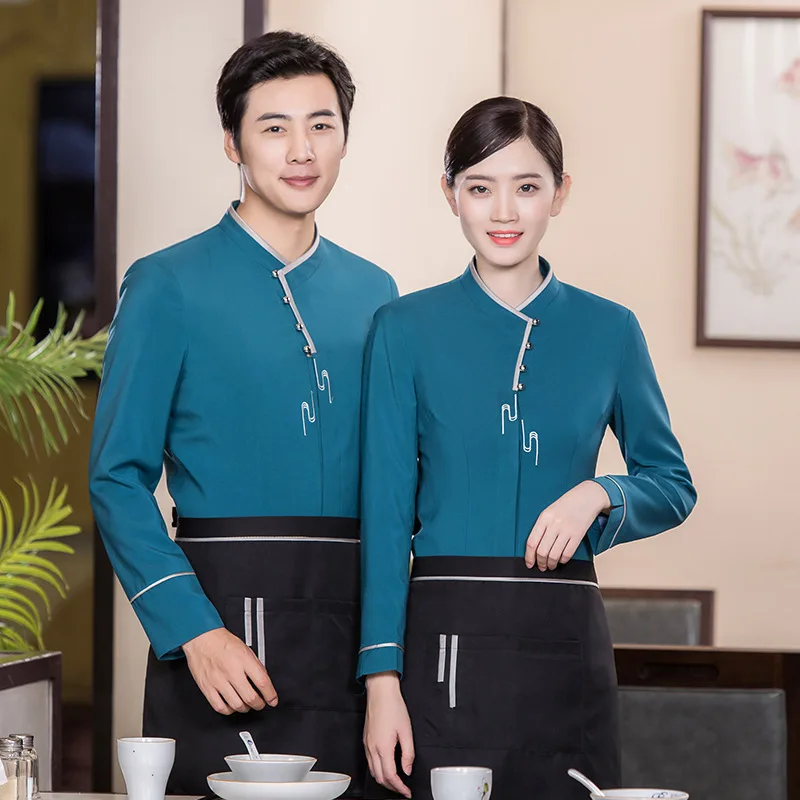 

Hotel Waiter Work Uniform Long Sleeve Chinese and Western Restaurant Hot Pot Restaurant Food Delivery Uniform for Men and Women