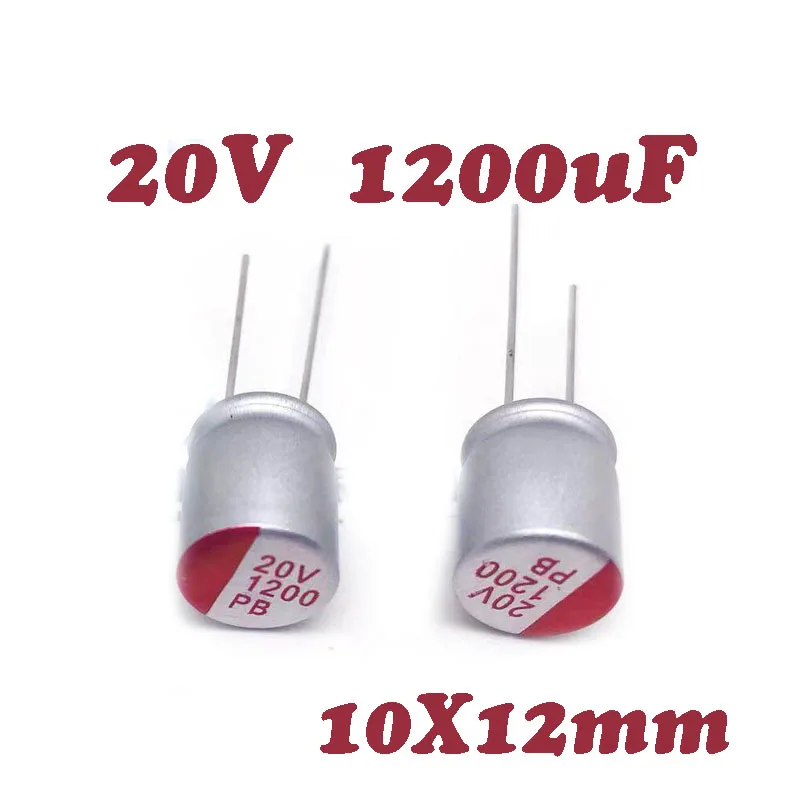 (10PCS)20V 1200UF 10X12mm Condensador de estado sólido 1200uf 20V