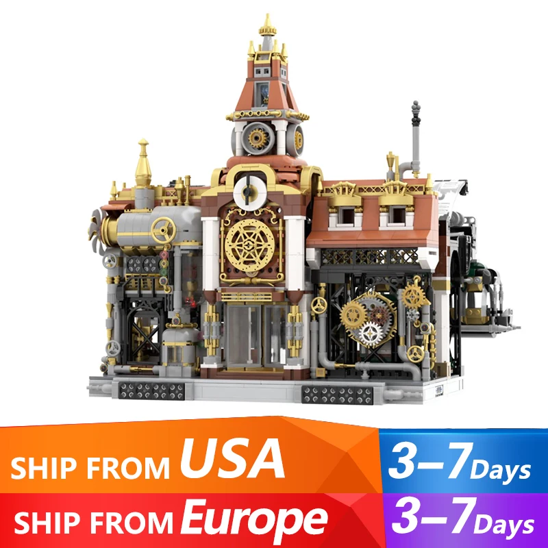 크리 에이 티브 전문가 모듈 형 건물 MOC 85007 Steampunk 철도 역 모델 2788PCS 빌딩 블록 벽돌 퍼즐 장난감 어린이 선물