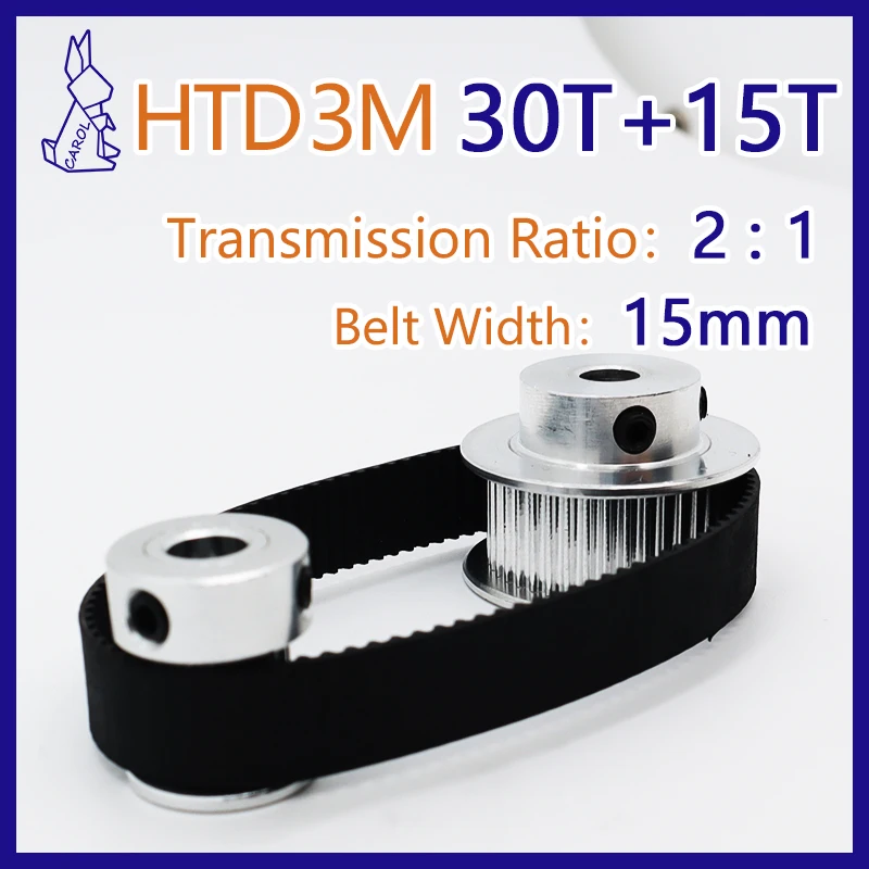 30Teeth 15Teeth HTD 3M Belt Pulley Set 30 Teeth 15 Teeth Belt Width 15mm 3M Timing Pulley Set 30T 15T HTD3M Synchronous Wheels