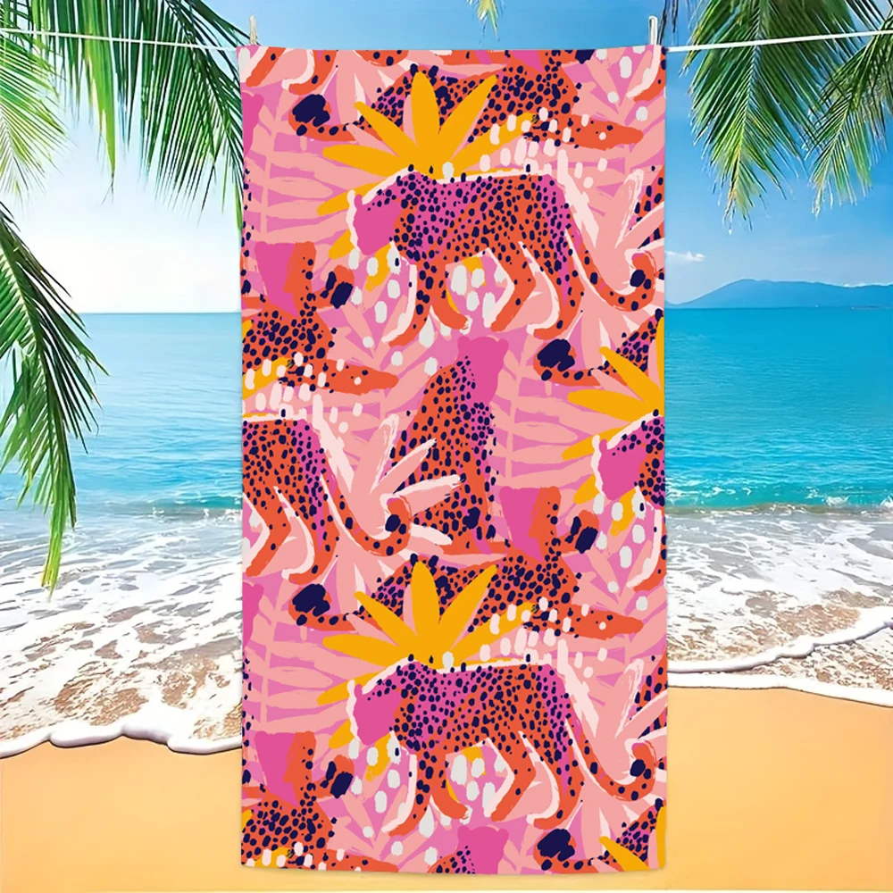 Cheetah Design Quick Drying Bath Towel Sand Absorbent Microfiber beach towel - light weight, swimming, camping, yoga ,beach out