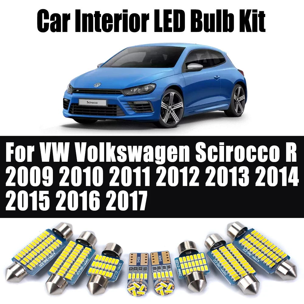 

11 шт. для VW Volkswagen Scirocco R 2009 2010 2011-2014 2015 2016 2017 светодиодный внутренний светильник для чтения карт багажника Canbus комплект автомобильных ламп