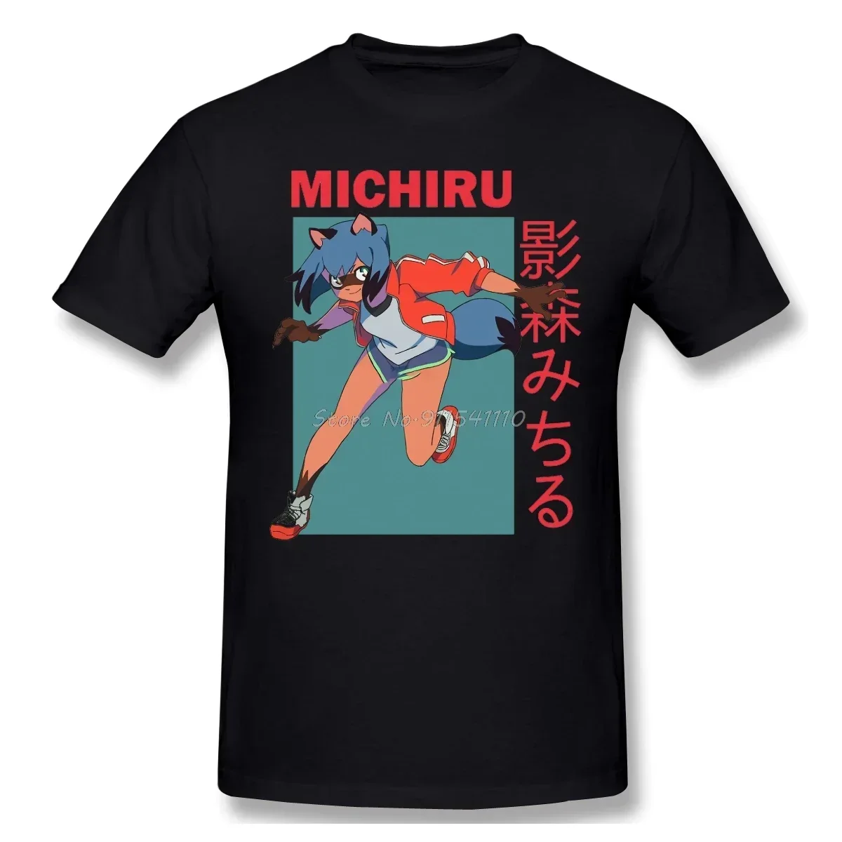 100% Cotton T Shirt Funny Gift Idea Michiru Kagemori Trigger Men TShirt BNA Brand New Animal Shirou Ogami Nazuna Anime Tops new