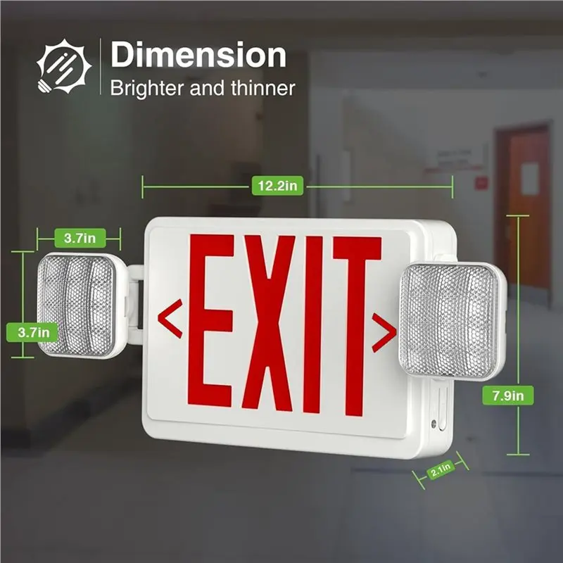 BAAE 2X LED Exit Sign With Emergency Lights,Adjustable LED Emergency Exit Lights With Battery Backup,Exit Sign For Business
