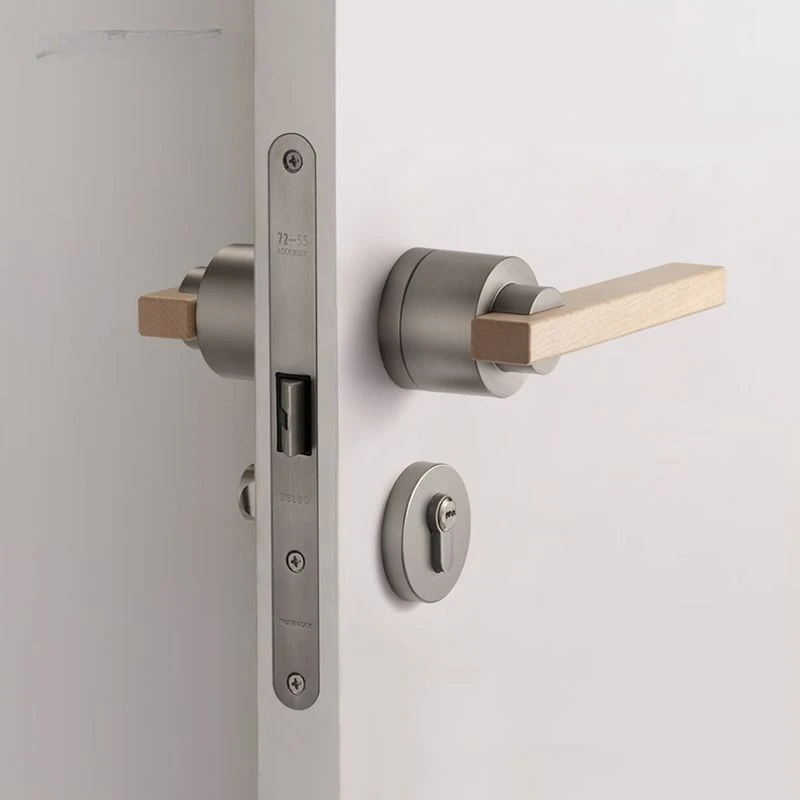 

Walnut Handle Zinc Alloy Door Locks Convenient Magnetic Lock Indoor Silent Locks Living Room Safety Lock Hardware Accessories