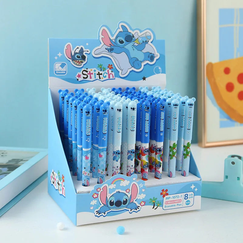 

Gel Pen 48pcs 0.5mm Erasable Blue Disney Stitch Cartoon High Value Cute Students Learn Stationery Refill Office Supplies