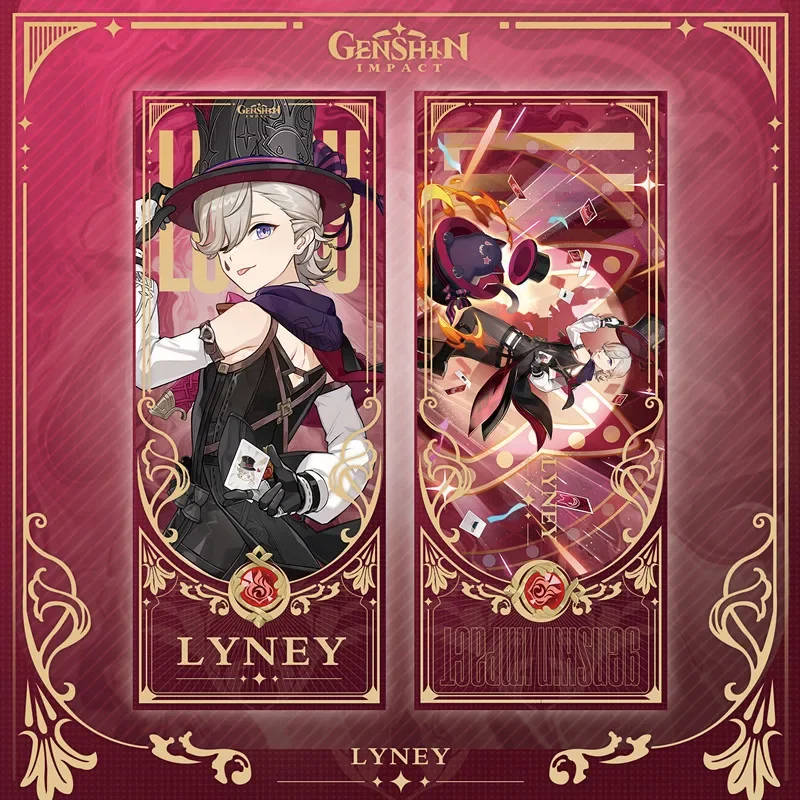 Genshin Impact Collection Cards Games Fontaine Lyney Lynette Freminet Cosplay Props Anime Tarot Card Game Collection Cards Gifts