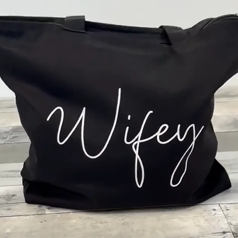 Wifey Canvas Tote Bag Wifey borsa da spiaggia per luna di miele borsa regalo per doccia da sposa per essere regalo decorazione di nozze forniture