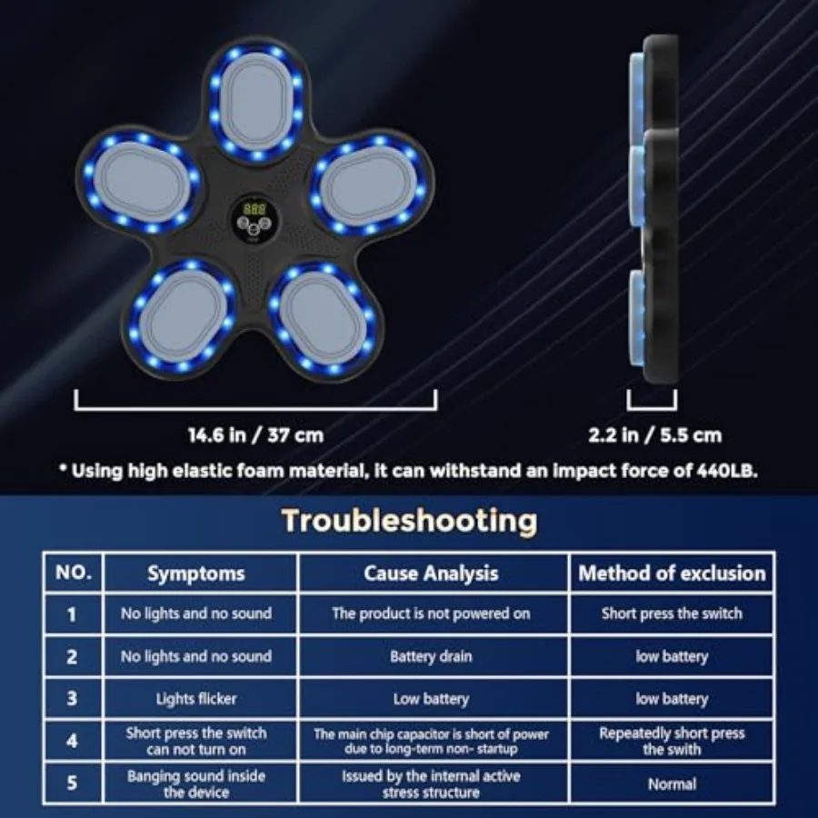 Smart Music Boxing Machine with LED Electronic Wall Mounted for Indoor Workout Training Interactive Fitness Equipment with Prem