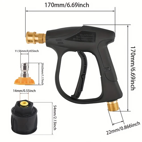 Imagen 2 del producto Pistola de lavado de alta presión para Karcher K2-K7 y Nilfisk-boquilla de conexión rápida multifunción, limpieza resistente para coche y hogar