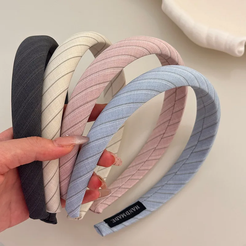 Striped sponge filled thick wide headband Wide Edge High Skull Top Hair Hoop