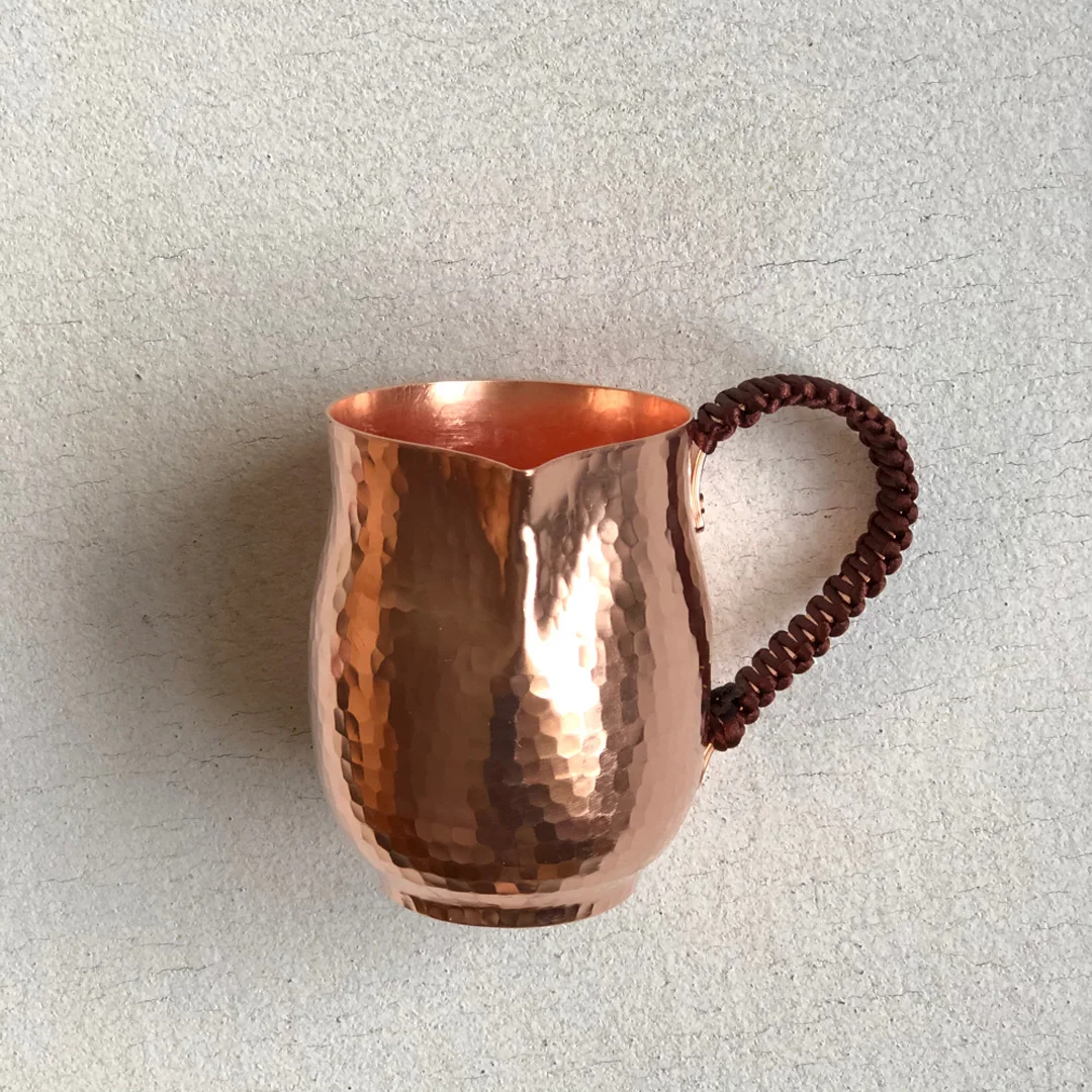 Pure Copper Latte Pitcher, Hot Milk Cup, Copper Mug, Water Pots, Kettles, Hammer Handcraft Drinkware, Tableware, 400ml, 800ml