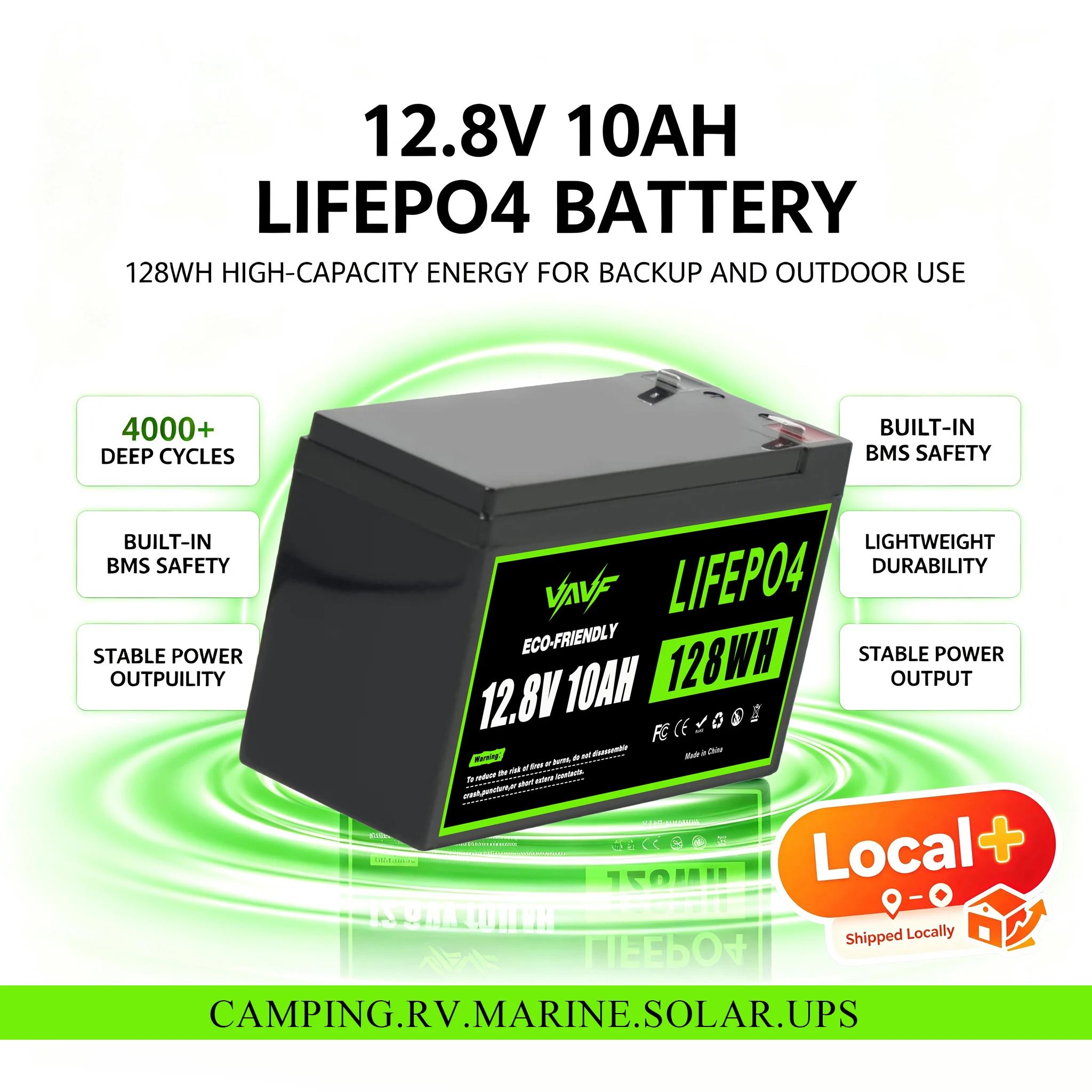 Akumulator LiFePO4 12V 10000mAh z bezpiecznym systemem BMS, magazyn w Europie, dostawa lokalna + do generatora solarnego, kampera, przyczepy kempingowej, łodzi, systemu monitoringu, alarmu, taśmy LED,