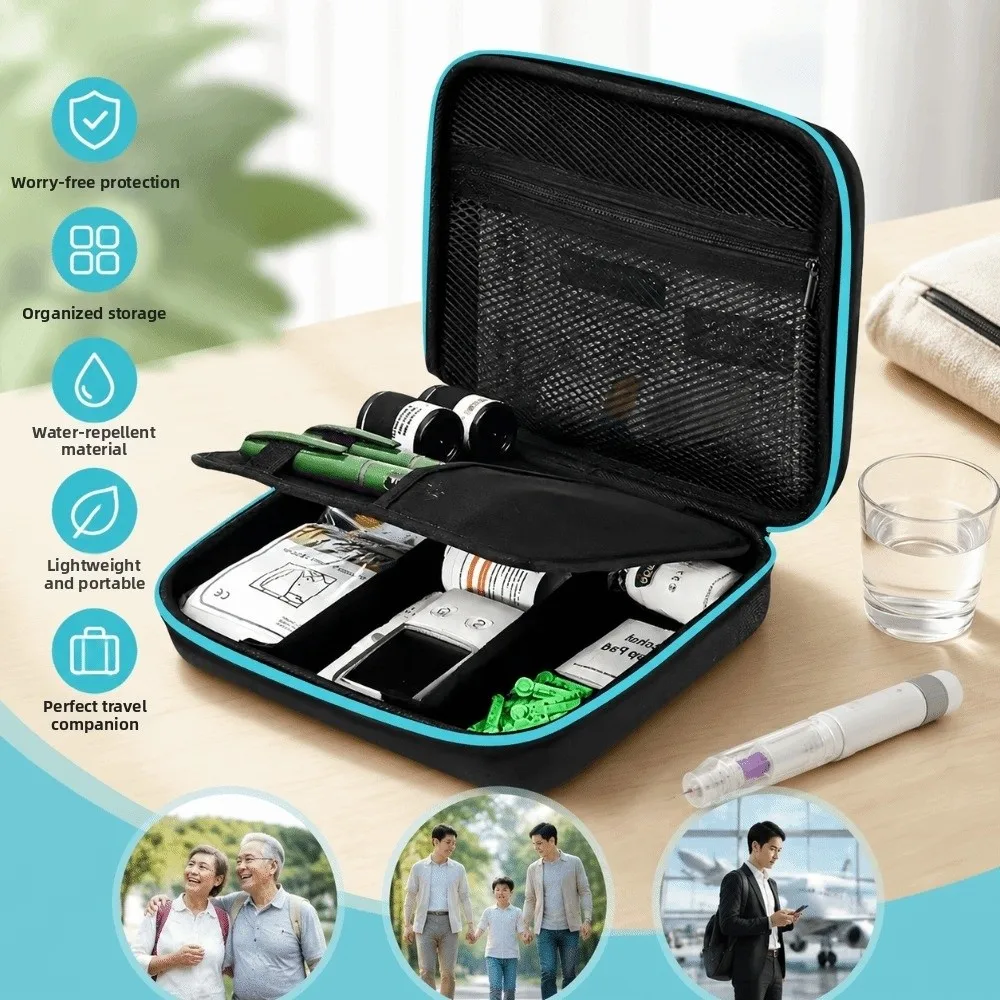 

Waterproof Insulin Tools Storage Case Shockproof Dust-proof Insulin Tools Organizer Wear-resistant Zippers Closure