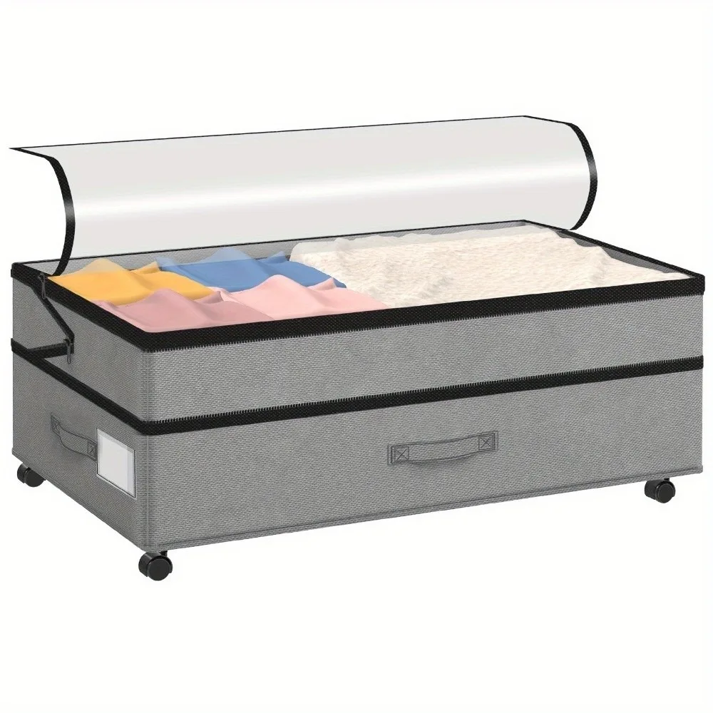 stackable-under-bed-storage-box-clear-lids-adjustable-closet-organizer-dust-proof-large-capacity-rollable-storage-box