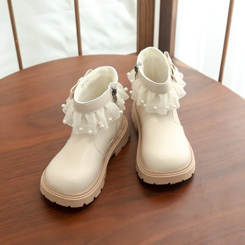 New Girls Boots Sweet Elegant Kids Princess Fashion Boots Chic Versatile Children Causal Lace Ankle Boots Spring Autumn Causal