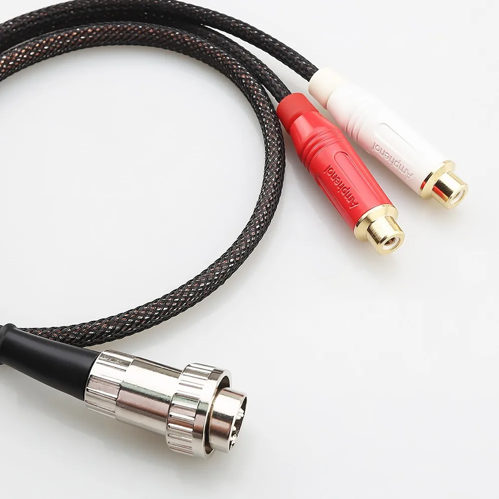 Audiophile OFC Copper 4Pin Din Twist Lock to Dual RCA Female Phono Socket Stereo Interconnect Cable for Naim Audio System