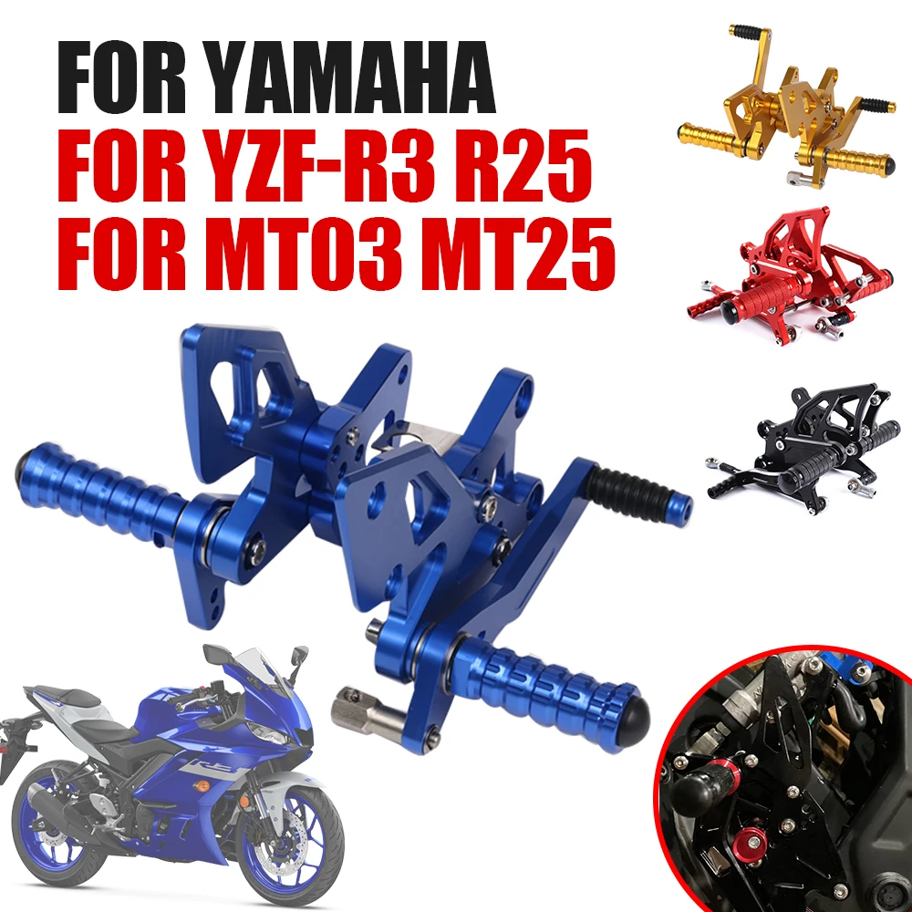 

For Yamaha YZF R25 R3 CNC Adjustable Rear Set Rearsets Footrest YZF MT-03 MT03 R3 2014 2015 2016 2017 2018 2019 2020 MT-25 MT25