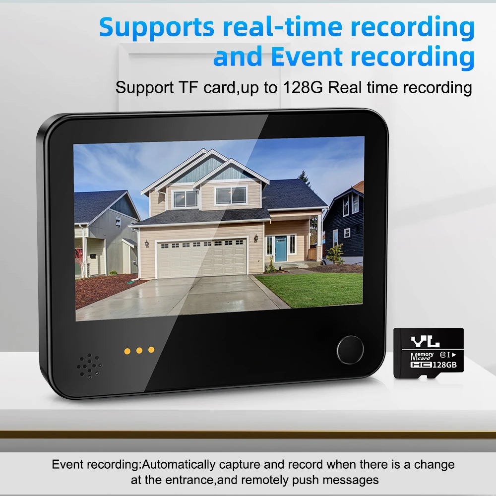 Hollarm Wireless Doorbell Smart Door Peephole Camera Cat Eye WIFI Video Surveillance Camera Visual Intercom PIR Motion Detection