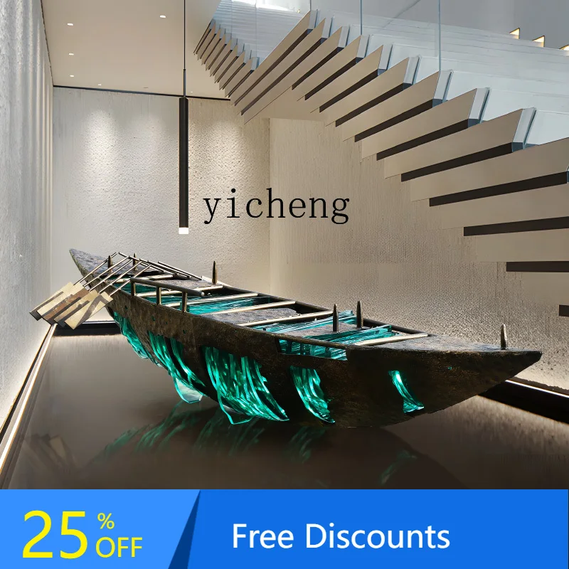 FZ Abstract Boat Sculpture Custom Stainless Steel Iron Art Decoration Sales Department Hotel Lobby Water Scene Floor Ornament