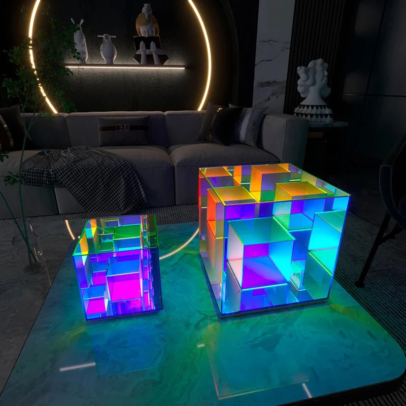 Acrylic Color Magic Cube Box LED Table Lamp Art Personalised Design Living Room Bedroom Night Light