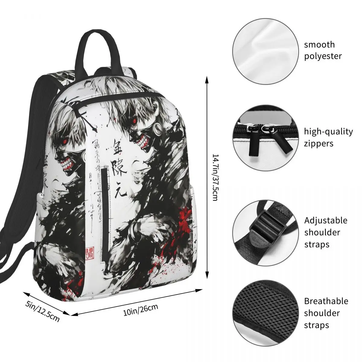 Anime Tokyo Ghoul Kaneki Ken Backpack Student BookBag Children School Bag Computer Shoulder Bags Men Women