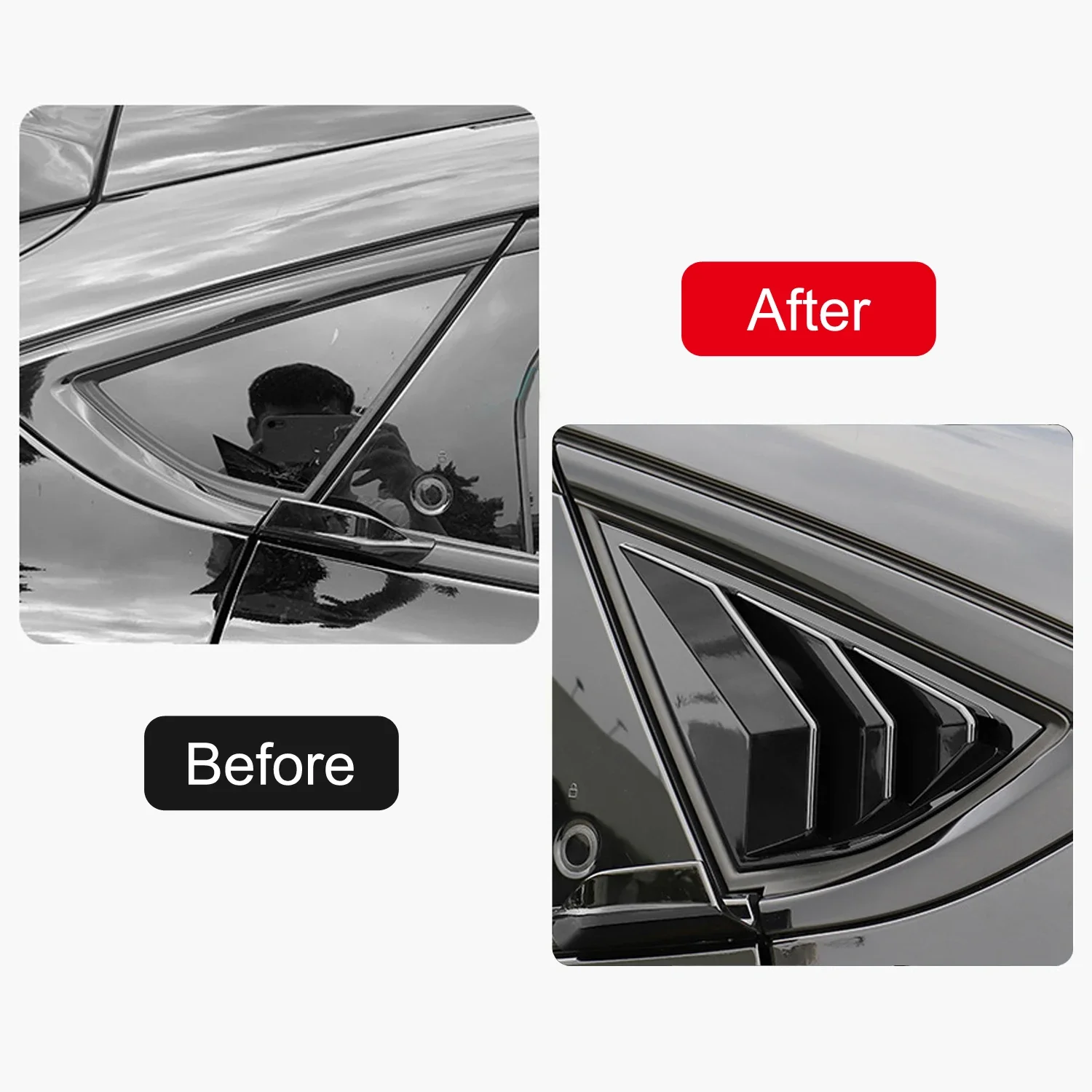 For Mustang Mach-E Mach E 2021 2022 Car Rear Louver Window Side Shutter Cover Trim Sticker Vent Scoop ABS Carbon Fiber Style