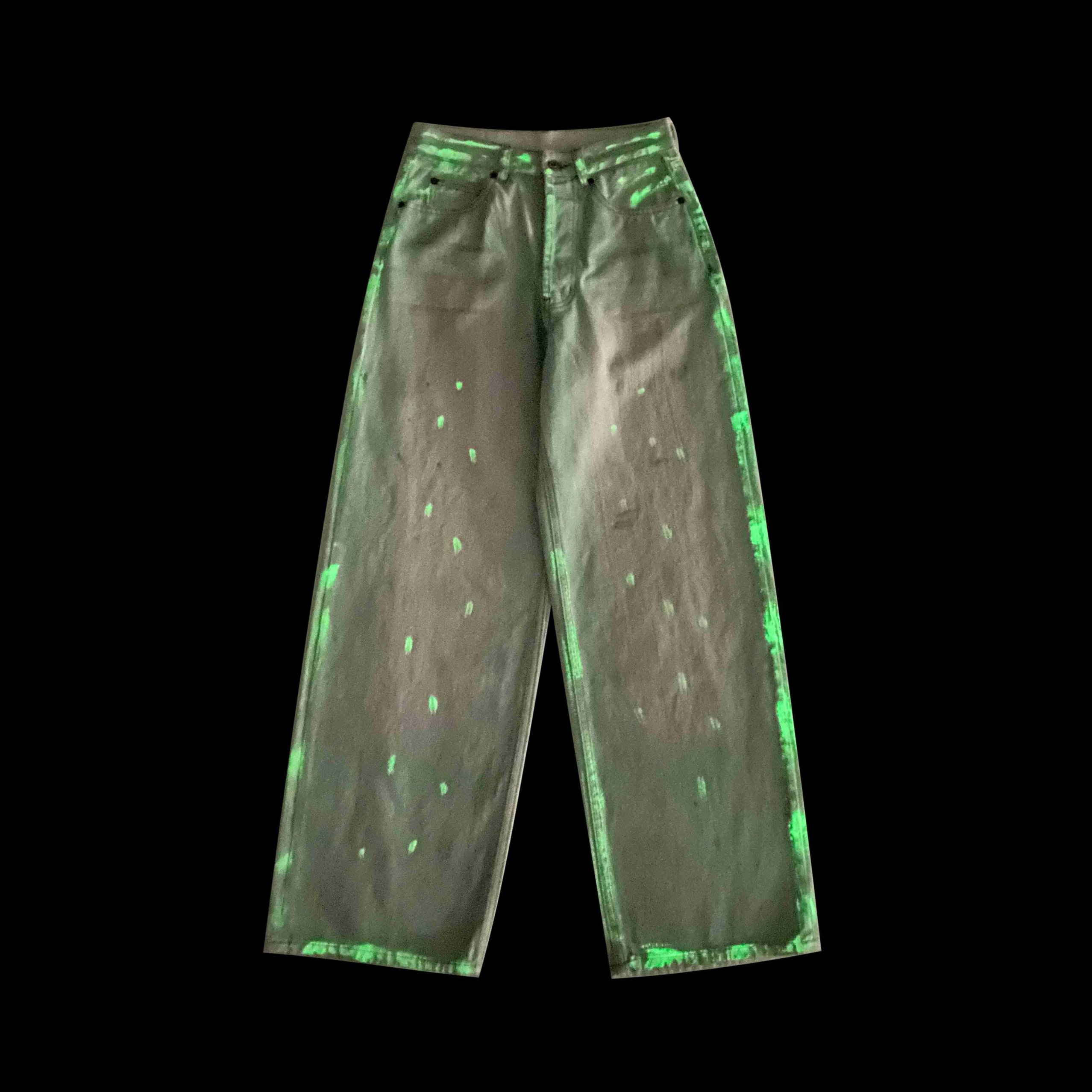 

AC Sle American High Street Glow Coated Dir Wa Loose Wide Leg Casual Jeans Night Light Street Faion Loose Fit Jeans