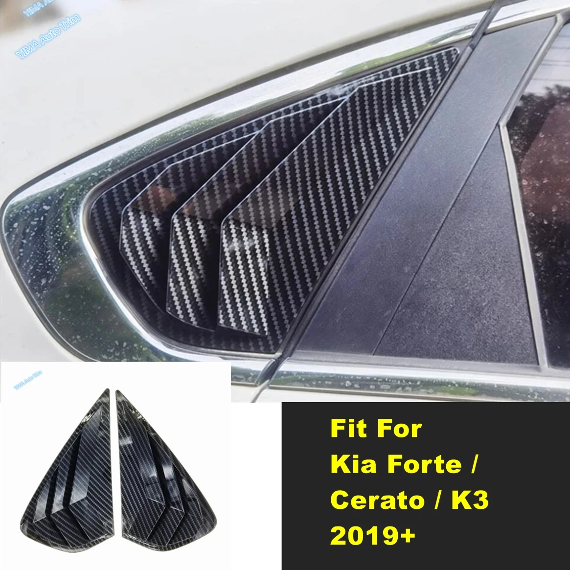 

Rear Window Blinds Side Tuyere Louvers Vent Cover Trim For Kia Forte / Cerato / K3 2019 - 2023 ABS Carbon Fiber Auto Accessories