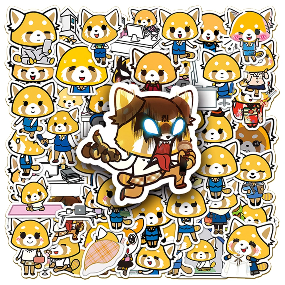 10/30/50 adet komik Sanrio Aggretsuko dekorasyon çıkartmaları çocuklar için Graffiti bagaj buzdolabı sevimli karikatür çıkartması PVC Sticker