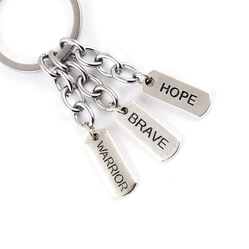 Best Wishes Hope Brace Warrior Charms Keychain Pendant Pray Bless Key Buckle For Women Men Kids Key Ring Waterproof Jewelry Gift