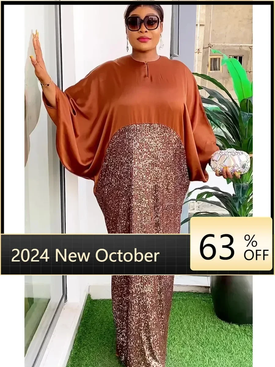 

Customized African Dresses for Women Elegant 2024 Muslim Fashion Kaftan Abayas Boubou Robe Dashiki Ankara Sequin Outfits Evening