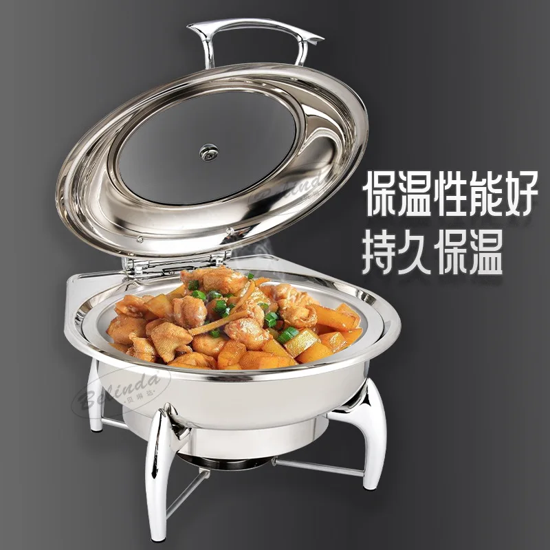 Thickened round buffet stove stainless steel hotel restaurant insulation stove heating stove chafingdish